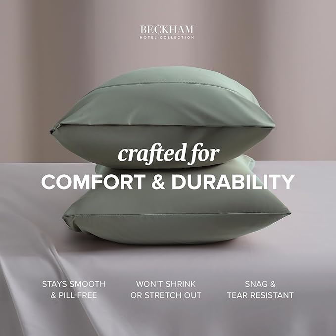 Beckham Hotel Collection Cooling Pillowcases for Hot Sleepers, King Size Set of 2, Cool Bedding, Envelop Closure, Silky Soft, Breathable, Moisture-Wicking, Gray