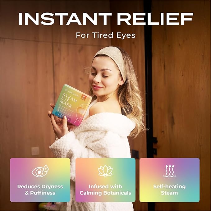 Body Restore Heated Eye Mask for Dry Eyes 5 Pack - Self Heating Warm Compress, Christmas Stocking Stuffers, White Elephant, Birthday Gifts for Women, Men, Stye Eye Treatment, Relaxation - Variety