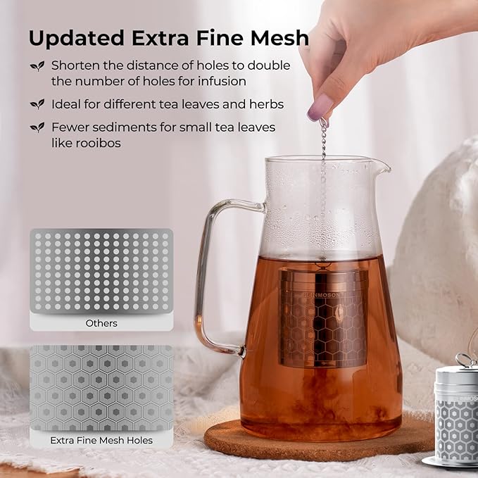 2 Pack Reinmoson Large Tea Infuser for Loose Tea & Spice Infuser for Cooking, Extra Fine Mesh Large Tea Strainers, 304 Stainless Steel Loose Leaf Tea Steeper for Black Tea, Rooibos, etc