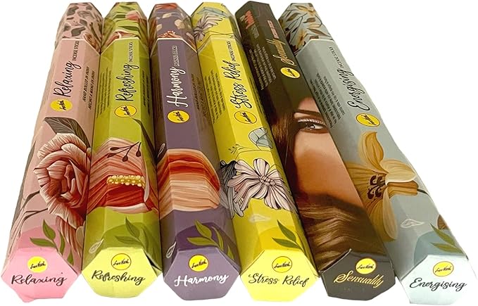 Sreevani Incense Sticks Variety Pack #10 and Incense Stick Holder Bundle with 6 Aromatherapy Fragrances