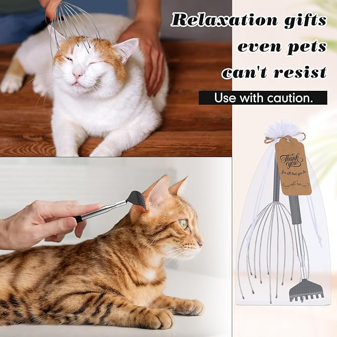 Hoolerry 24 Sets Massage Gifts Head Massager Back Scratcher Fingers Head Scratcher Manual Scalp Massager Christmas Gifts for Body Home Office Spa Stress Relief Relaxation Hair Stimulation Women Men