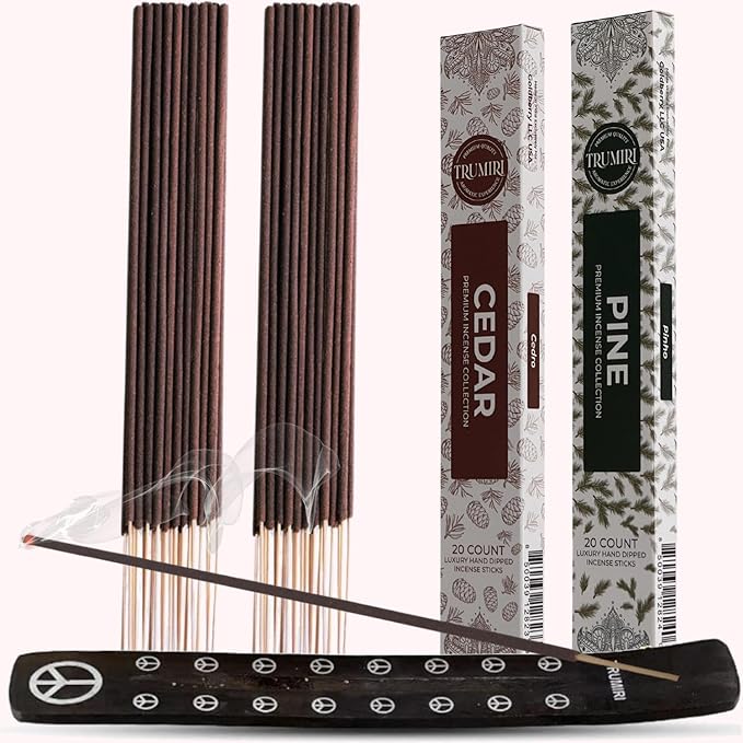 Trumiri Incense Sticks - Combo Pack of 40 Insence-Sticks - 20 Cedar + 20 Pine - Insenses - Insents - Incents - Inscense - Incence - Incienso - All Natural Incense Sticks