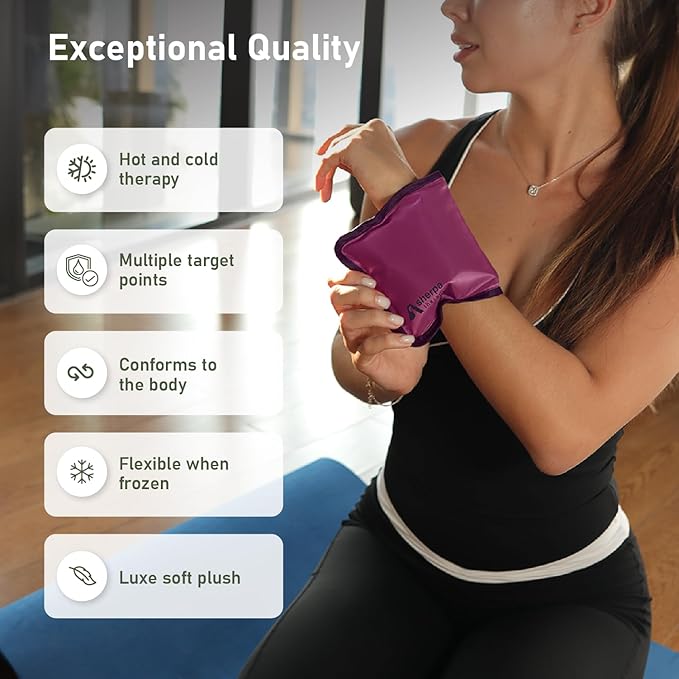 Small Soft Ice Packs for Injuries Reusable - Hot and Cold Flexible Gel Ice Packs Reusable for Ankle, Hand, Wrist, Head Pain Relief - 5" x 10" - 2PK - Purple