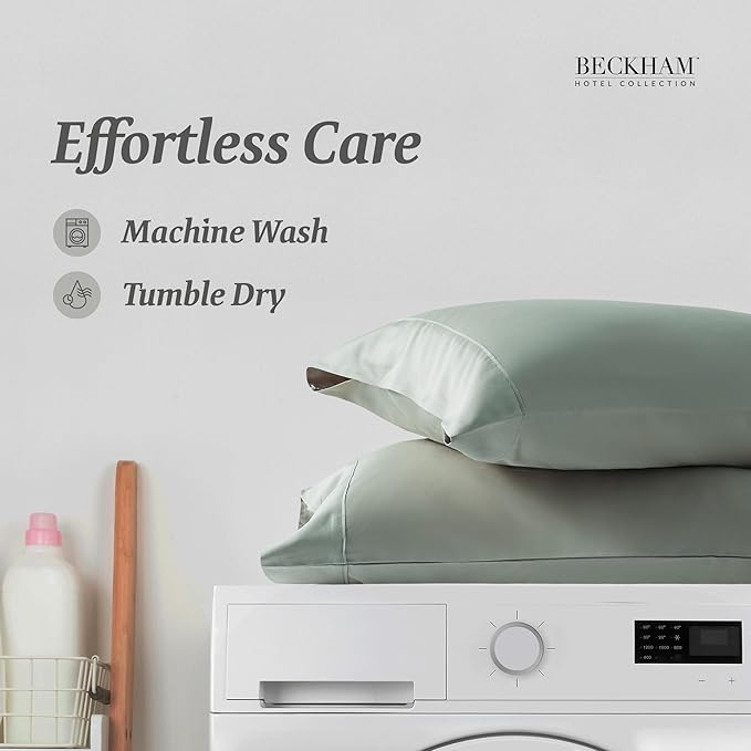 Beckham Hotel Collection Bed Pillowcases King Size Set of 2, 500TC 100% Cotton, Luxury Sateen Bedding, Open End, Breathable, Moisture-Wicking, Gray