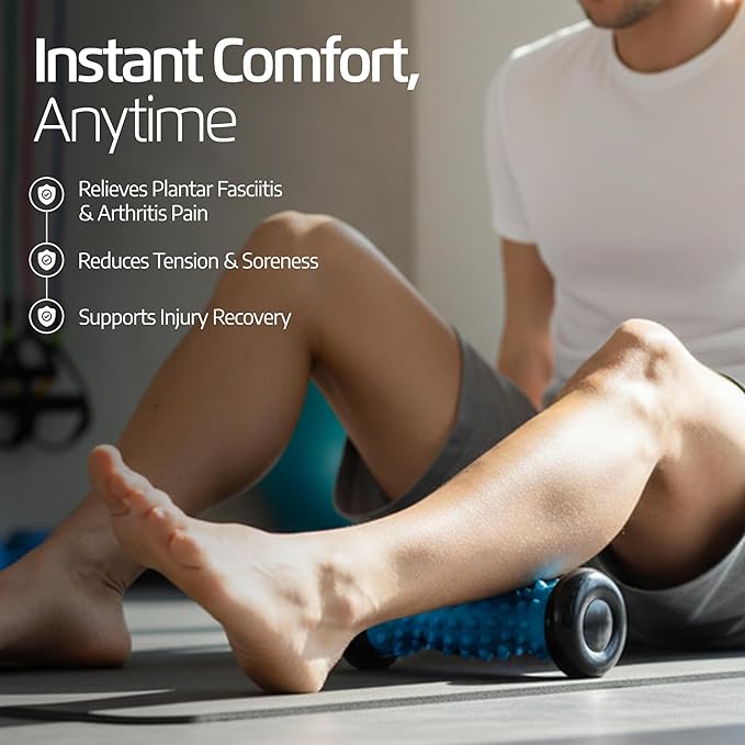 Logest Foot Massage Roller - for Trigger Point Therapy, Injury Rehabilitation & Deep Tissue Massage - Prevent Stiffness & Improve Strength - Silicon with Nodules (Blue - Green 2 Pack)