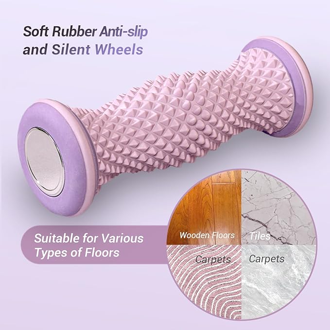Ergonomic Foot Massager Roller - for Plantar Fasciitis Relief, Portable Reflexology Tool (Purple)