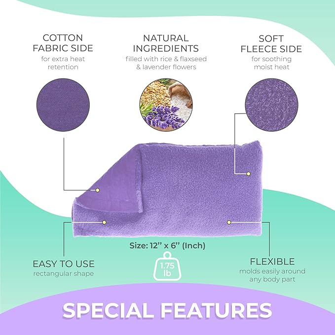 Microwavable Heating Pads for Lower Back and Shoulder - Microwave Hot Pack Heat Pad for Cramps - Heated Pad Therapy - 3 Packs Purple - Lavender Scent