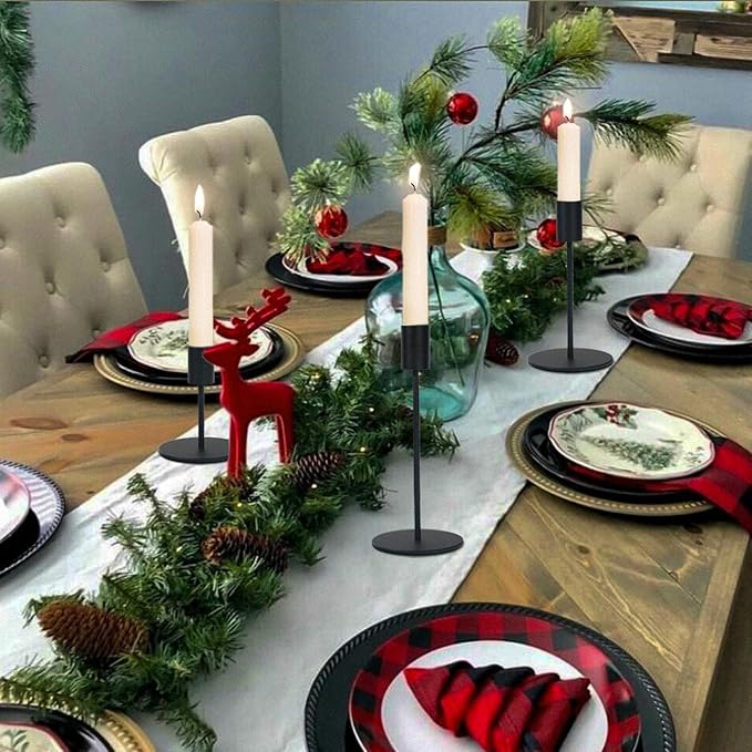 Black Candlestick Holders Bulk for Taper Candles Decorative Metal Candelabra Candle Holders Fit 0.8 Inch Diameter Candles Gold Taper Candle Stands for Wedding Home Party Table Decor (Set of 18)