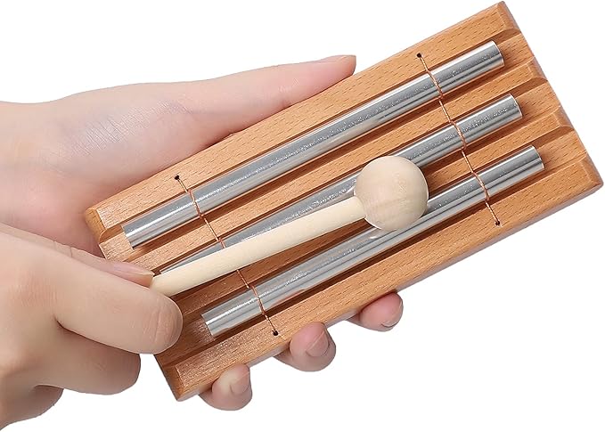 Energy Chimes Percussion Hand Bells: Trio 3 Tone Chime Music Instrument with Mallet for Yoga Meditation Sound Healing Teachers' Classroom Tools