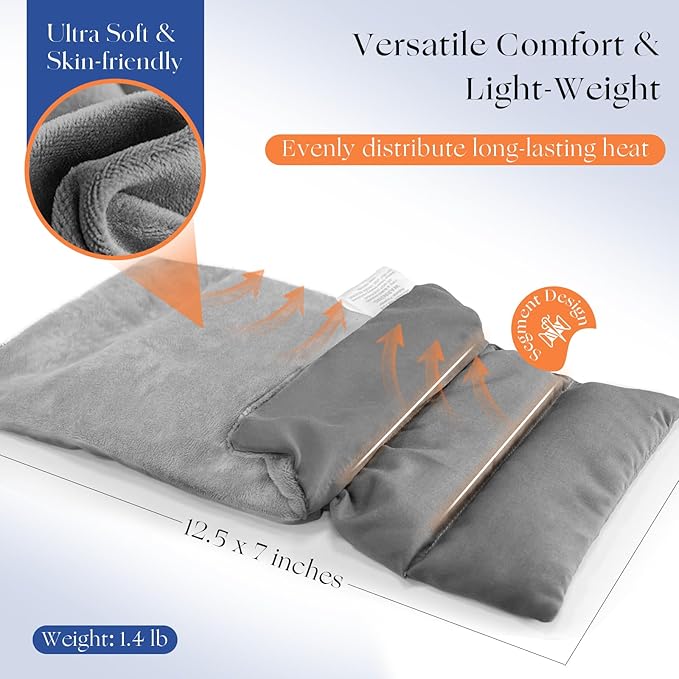 Microwavable Heating Pad with Washable Cover 13x7 Inch Flaxseed Microwave Hot Pack, Lavender Scent, Moist Warm Compress for Relaxation, Non-Electric & Portable