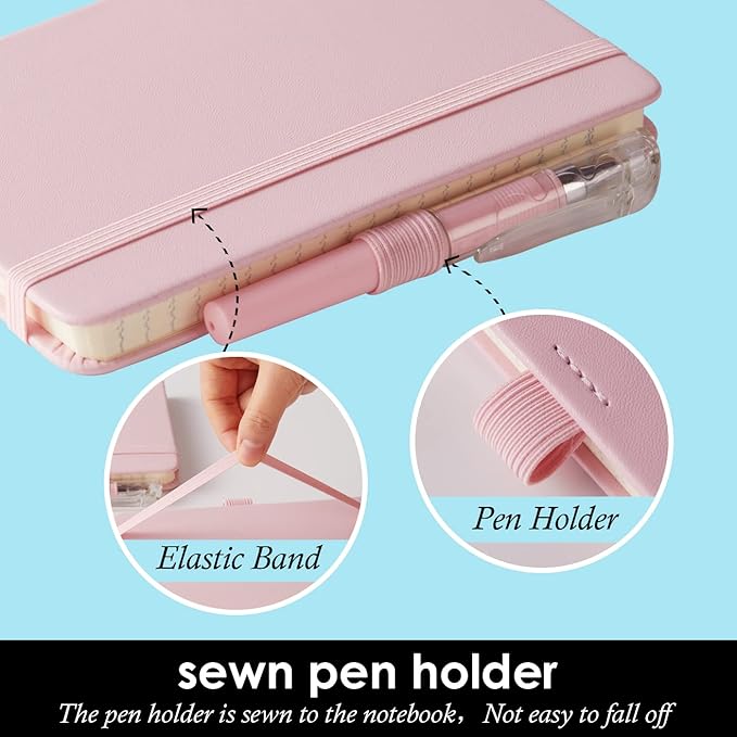 Small Notebook Journal with Pen, Mini Pocket Notepad for Women, Small Pocket Size Note pads for Note Taking, Pink, Yellow, Sky Blue Note Book