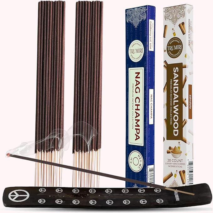 Trumiri Incense Sticks - Combo Pack of 35 Insence-Sticks - 15 Nag Champa + 20 Sandalwood - Insenses - Insents - Incents - Inscense - Incence - Incienso - All Natural Incense Sticks