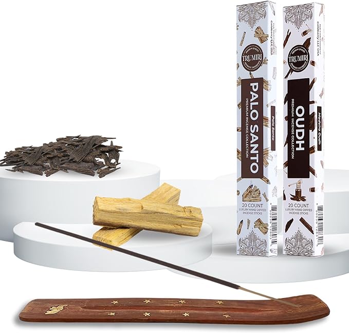 Trumiri Incense Sticks - Combo Pack of 40 Insence-Sticks - 20 Palo Santo + 20 Oud - Insenses - Insents - Incents - Inscense - Incence - Incienso - All Natural Incense Sticks