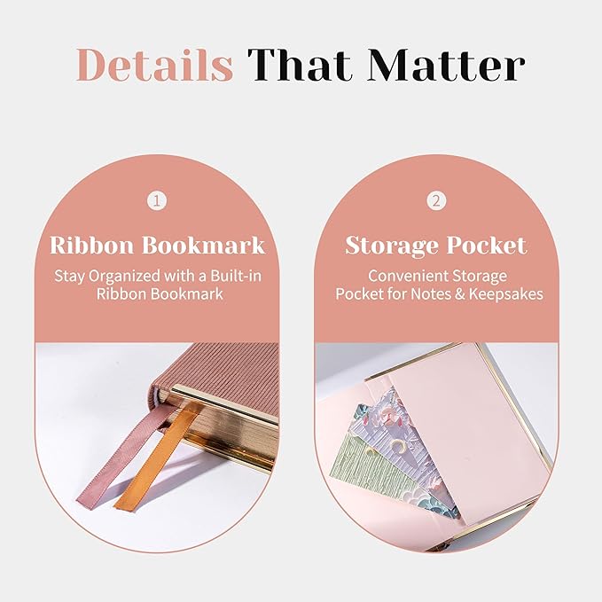 CAGIE Elegant Gold-Edged Journal for Women – Aesthetic Vegan Leather A5 Notebook, 256 Pages 100GSM Thick Paper Hardcover Diary, Gift Journals for Writing