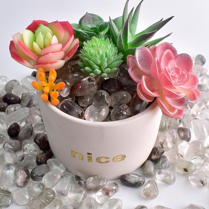 Polished Green Phantom Crystals - 72 Pcs, 0.5" 10 oz Handpicked Natural Tumbled Gemstones Rocks, Pebbles for Reiki, Chakra, Healing Home Decor