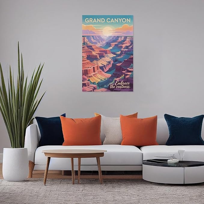 Motivational Canvas Grand Canyon Inspirational Poster Embrace The Vastness for Meditation Living Room Creative Studio Décor Print Poster Unframe-style 12x18inch(30x45cm)