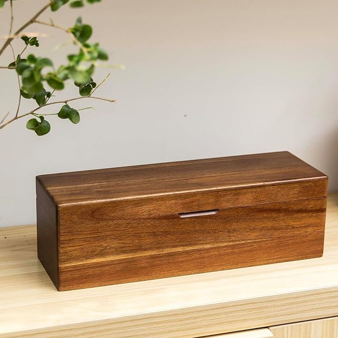 Acacia Wooden Tea Bag Organizers, Tea packet Storage Boxes, Tea Caddy for Tea Bags Chest, Teabag Holder Containers, Teabox Station Display, Organizador De Tes Caja Para Te, 4 Compartments