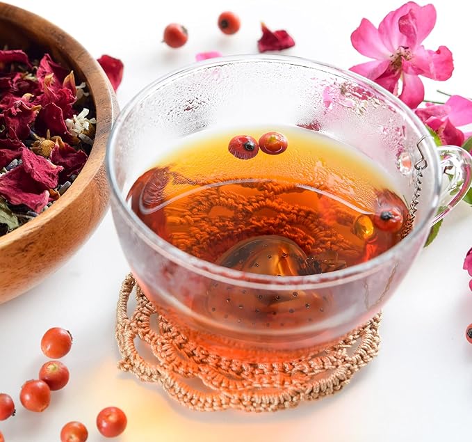 Vesici 10 Sets Loose Leaf Tea Infuser Set Stainless Steel Tea Strainer for Loose Tea Holder Infuser Ball Tea Filter Includes Chain Hooks and 1 Drip Trays with 1 Tea Spoon for Brew Tea Leaves Mug