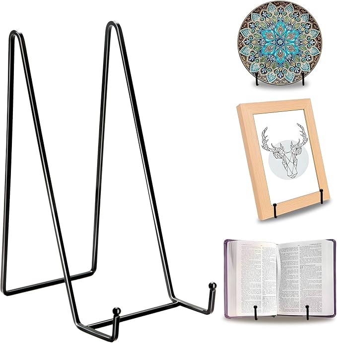 Birity 5PACK 10 Inch Square Black Metal Display Stands Plate Holder Display Stands for Picture, Decorative Plate, Book, Photo Easel, Artistic Work,Decorative Plate,Photo and Platter,Tabletop Art