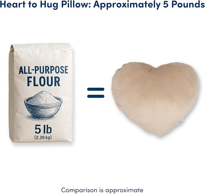 HUGIMALS Heart to Hug Pillow in Ivory | 5 lb Cozy Weighted Pillow for Self Care Ultra Soft Sensory Heart Shaped Pillow for Comfort, Relaxation, Sleep - Thoughtful Gift for Adults and Teens