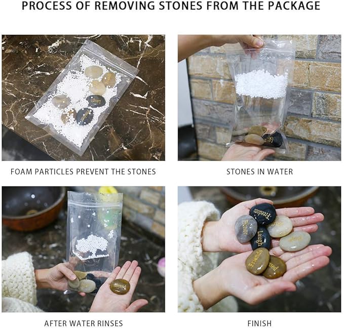 BigOtters Rocks with Inspirational Words, 25 Different Words Encouragement Gratitude Rocks for Meditation Birthday Graduation Gift