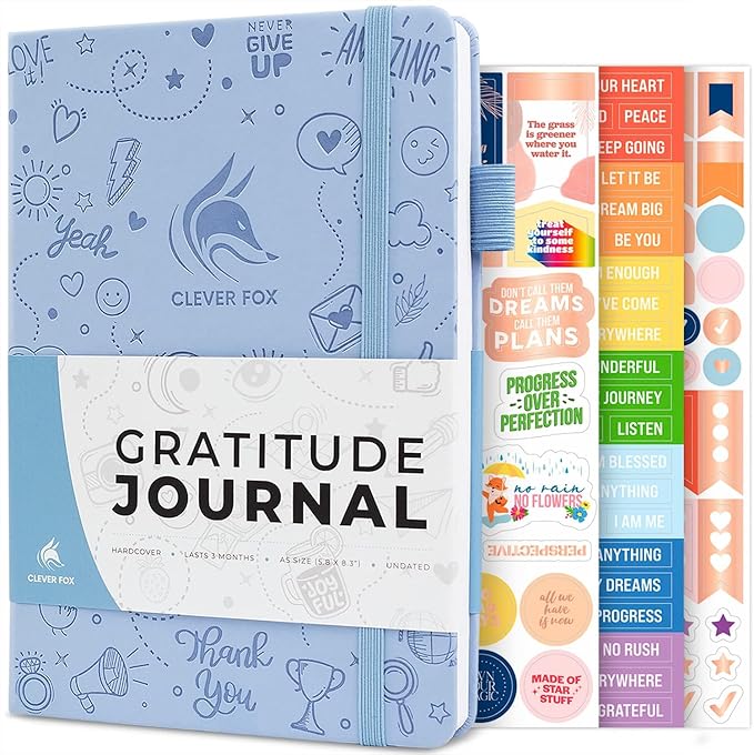 Clever Fox Gratitude Journal – Happiness, Positivity & Affirmation Daily Journal – Inspirational Daily Notebook – 3 Months, A5 (Periwinkle)