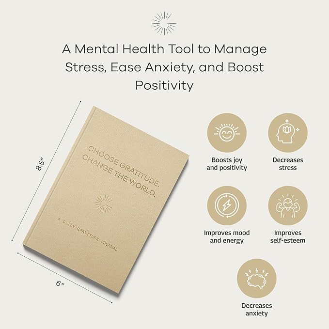 Gratitude Gifted 5-Minute Guided Gratitude Journal – Daily 180 Prompts, Self-Care & Mindfulness, Leather Hardcover, Undated to Foster Happiness, Wellness, Positivity for Men & Women