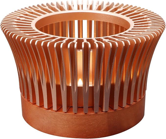 Tea Warmer with Magnolia Flower Design, JUKFITA Rose Gold Aluminum Alloy & Wood Teapot Warmer, Tall