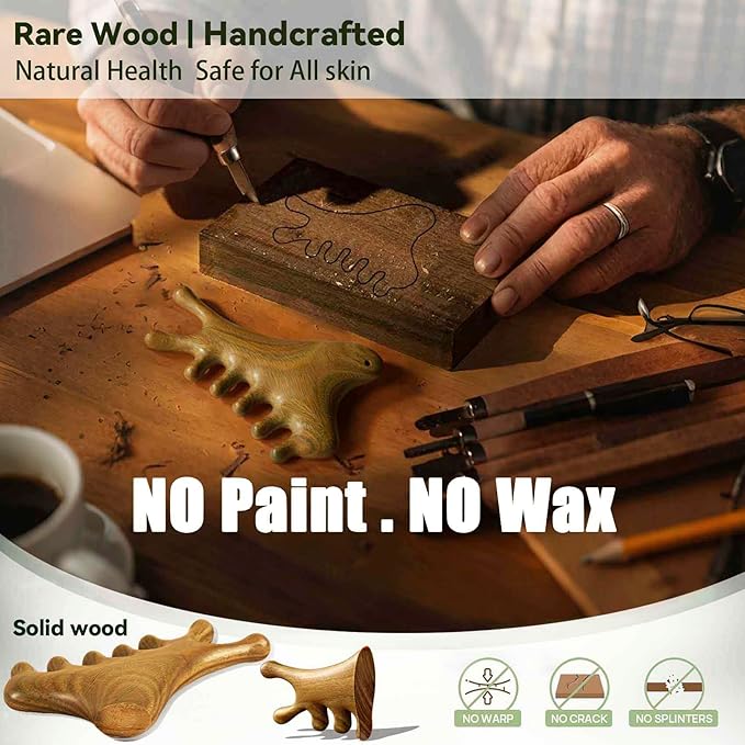 Gua Sha Tool for Face & Body, Christmas Gifts for Womon, 4 in 1 Sandalwood Guasha, Lymphatic Drainage,Jaw Lifting & Nose Sculpting, Head Massage Comb for Stress Relief,Home Office Self Care