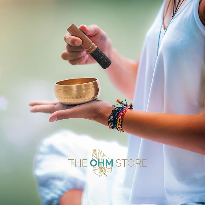 Ohm Store Tibetan Singing Bowl Set — Meditation Sound Bowl Handcrafted (4″)