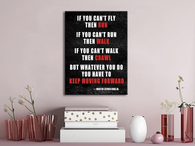 Pyradecor Keep Moving Forward Motivational Classroom Positive Quotes Inspirational Poster Canvas Prints Wall Art for Office Living Room Home Decorations