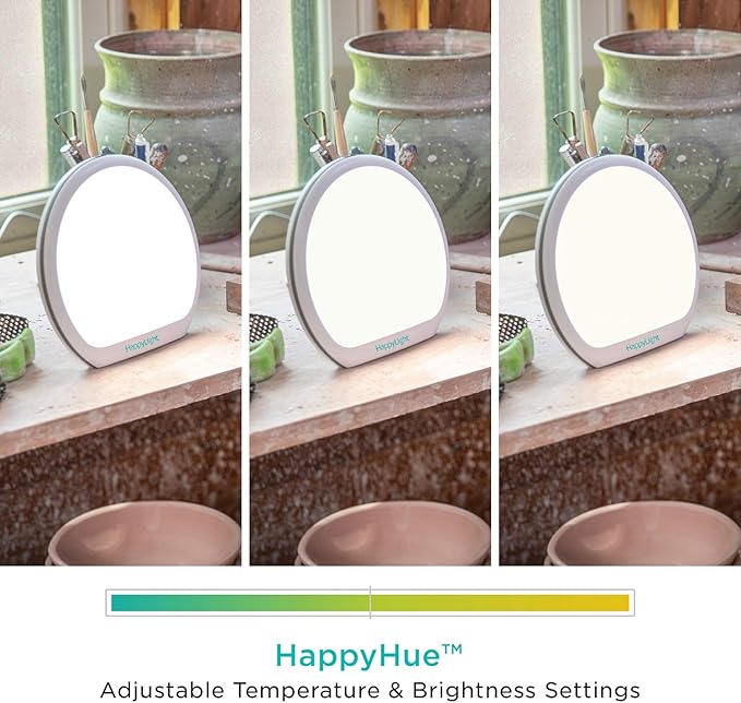 Verilux HappyLight Alba - New Round UV-Free LED Therapy Lamp, Bright White Light with 10,000 Lux, Adjustable Brightness, Color, and Countdown Timer