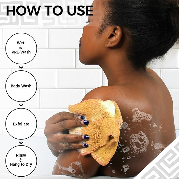 African Net Sponge with Knots - 2 Pieces Exfoliating Body Scrubber Bath Sponge - Back Scrubber Washcloth for Shower - Real African Scrub Exfoliator Body Care for Women