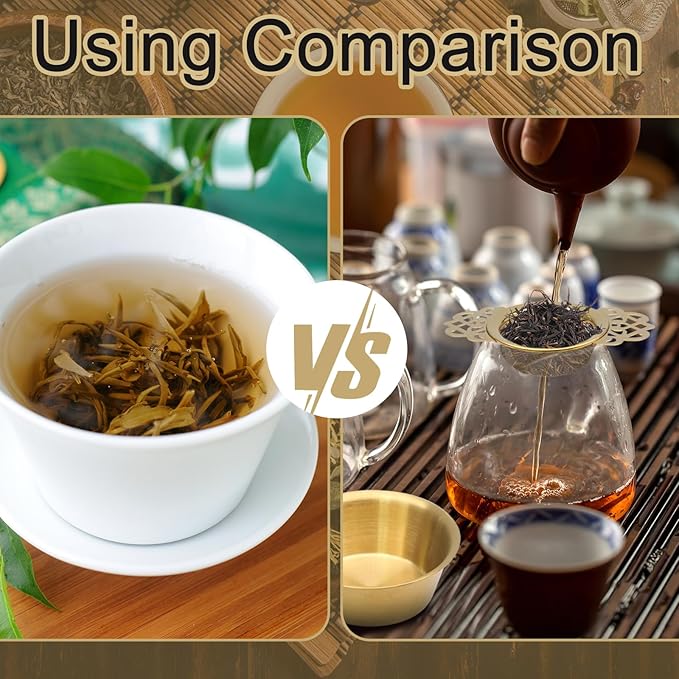 2 Pack Tea Strainers with Drip Bowls Stainless Steel Mesh Tea Infusers Loose Leaf Tea Filter with Handles Tea Steeper for Tea Juice Coffee Drinks, Gold & Silver