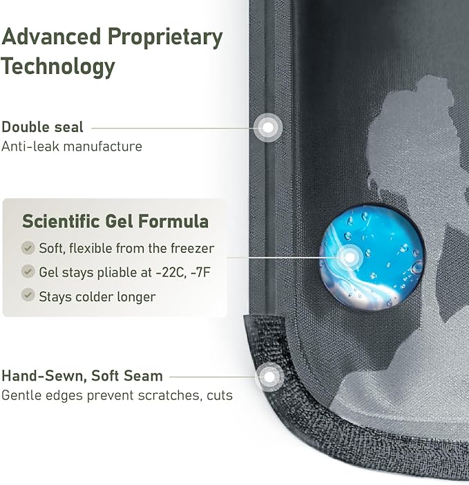 Medium Flexible Gel Ice Packs Reusable - Hot and Cold Soft Ice Packs for Injuries Reusable for Ankle, Arm, Foot, Leg, Back Pain Relief - 8" x 12" - 2PK - Grey