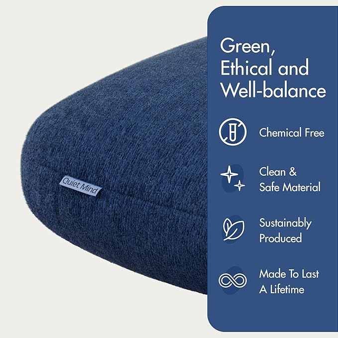 Quiet Mind Weighted Pillow for Adults 12 Lbs - Get Better Sleep - Sustainably Made and Chemical Free - Machine Washable (Large, Blueberry)