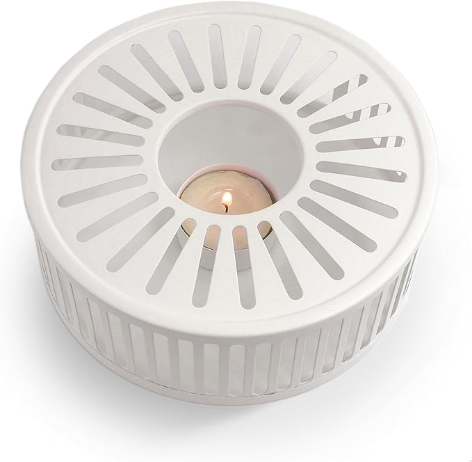 Creano White Stainless Steel Tea Warmer with Tea Light Holder - Stable Rattles Not - Rechaud Suitable for All Teapots