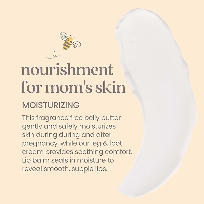 Burt's Bees Pregnancy Essentials Christmas Gifts Set, 3 Baby Shower Products & Must Have Baby Registry Items, Nourishing Skincare for Mom to be - Mama Belly Butter, Original Lip Balm, Leg & Foot Cream