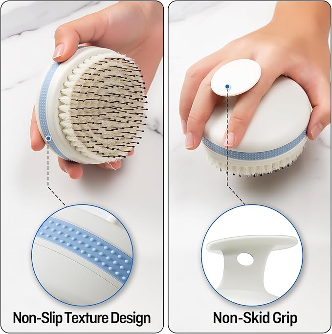 Scalp Massager with Double-Layer Bristles,Anti-Slip Rich-Lathering Hair Washing Shampoo Brush,Curved Scalp Scrubber with Better Head Fit for Dandruff Removal,Scalp Stimulator for Wet&Dry Use.