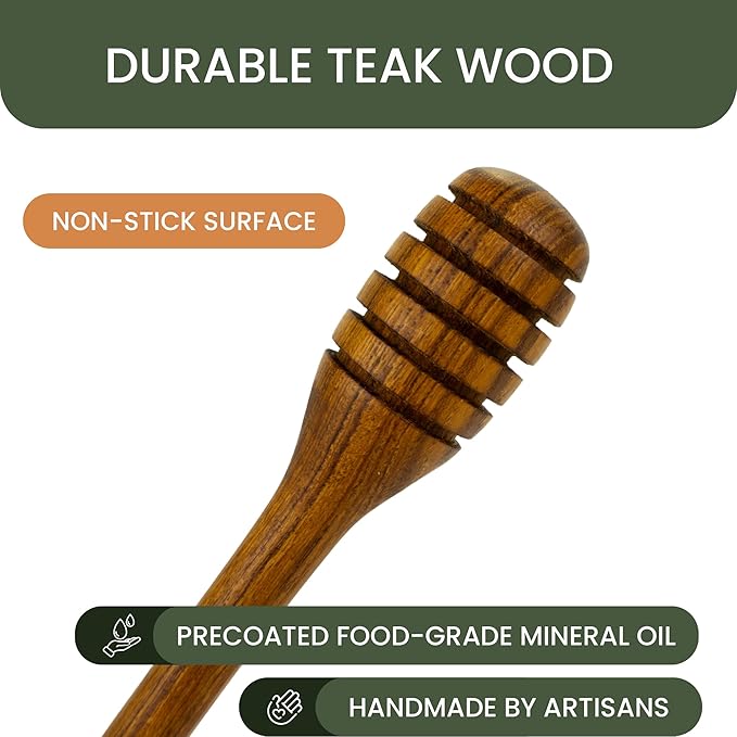 Teak Wood Honey Dipper | Wooden Spoon for Honey