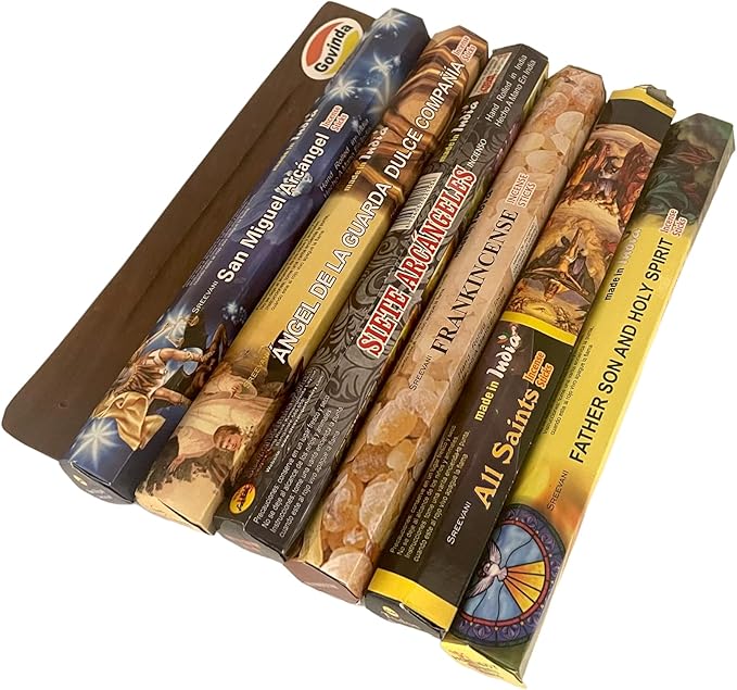 Sreevani Incense Sticks Variety Pack #18 and Incense Stick Holder Bundle Gift Set with 6 Church Fragrances