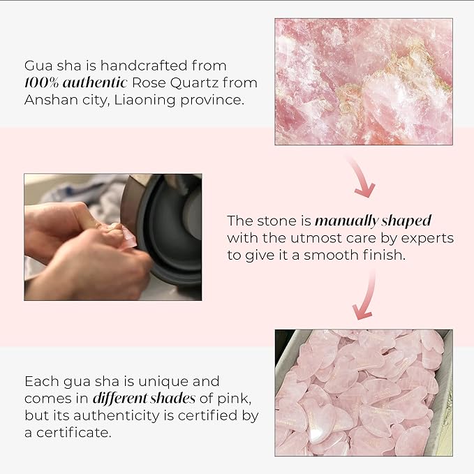 PLANTIFIQUE Rose Quartz Gua Sha Tool – Anti-Aging Face Massager & Jawline Shaper for Skincare Routine – Facial Massage & Skin Care Gift