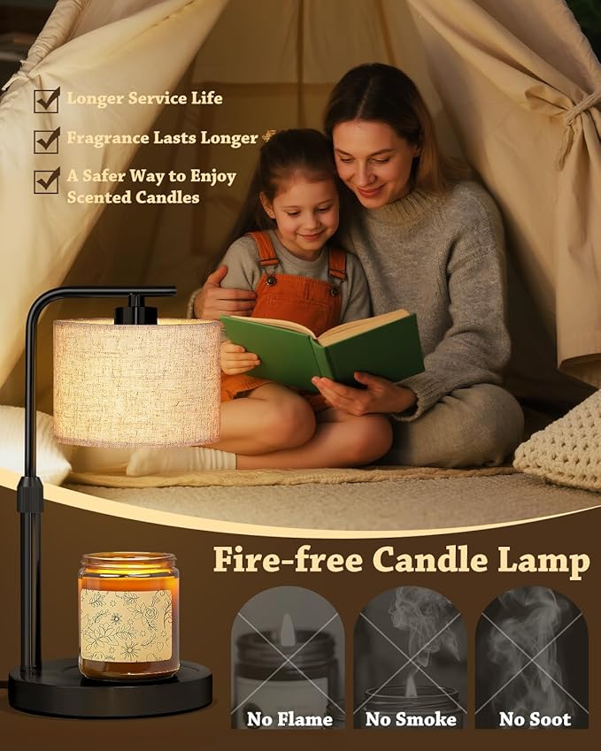 Candle Warmer Lamp with Timer Dimmer, Height Adjustable Electric Candle Lamp Warmer with 2 Bulbs, Birthday Gifts for Women Mom, Gift for Home Decor