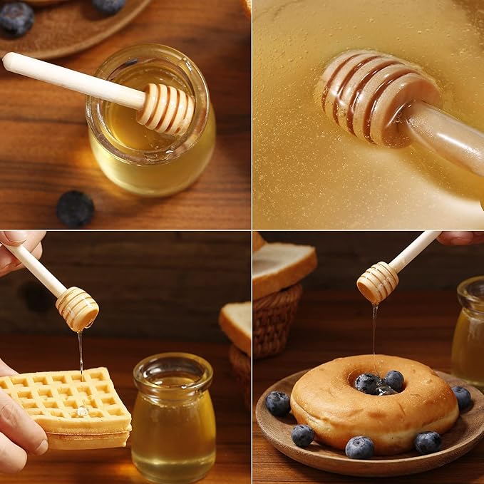 150 Pcs Honey Dipper Sticks, 3 inch Mini Wooden Honeycomb Stick, Small Honey Spoons Stirrer Stick for Honey Jar Dispense Drizzle Honey and Wedding Party Favors Gift