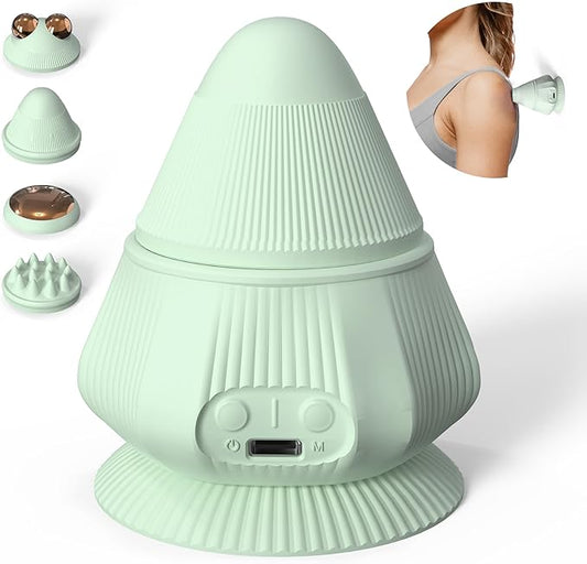 PROIRON Massage Ball with Suction Cup Pinpoint Deep Tissue Muscle Knot & Sore Relief, Vibration & Heating Trigger Point Massage Tool for Back Neck, Self-Massage Tool,4 Massage Heads