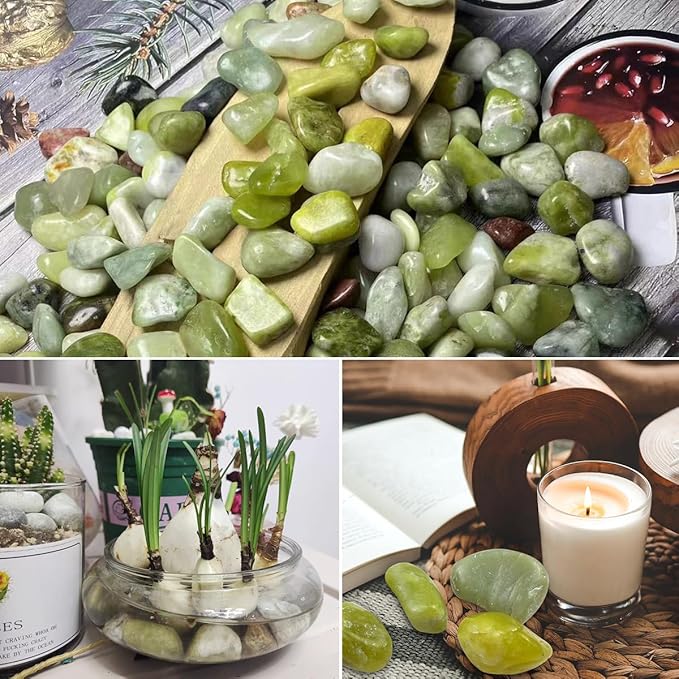 20lbs Jade River Rocks, 1-2 Inch Natural Pebbles for Indoor Plants, High Polished Decorative Stones Vase Filler Fish Tank Aquariums Landscaping Garden Outdoor and Indoor DIY