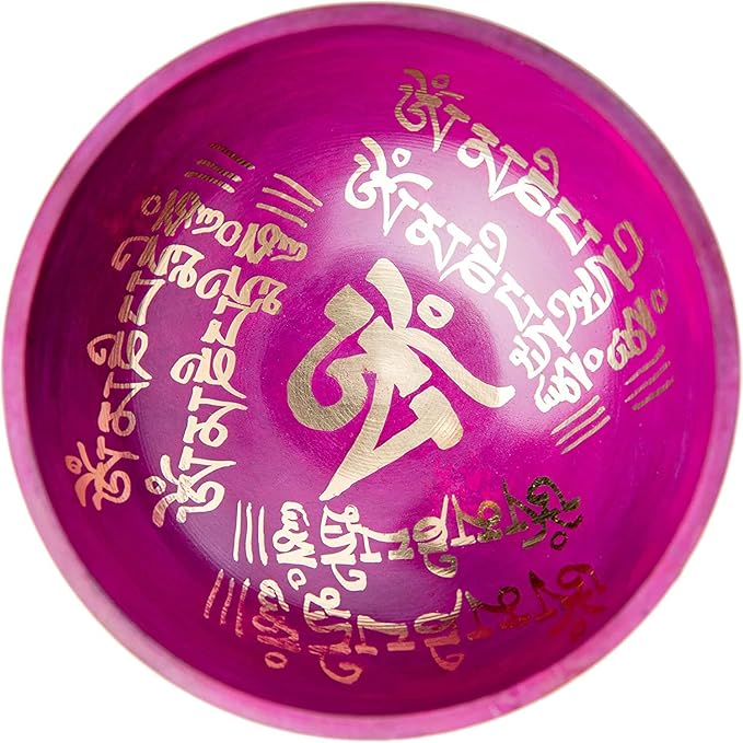 Tibetan Singing Bowl Set - Easy To Play for Beginners - Authentic Handcrafted Mindfulness Meditation Holistic Sound 7 Chakra Healing Gift by Himalayan Bazaar (Orchid)
