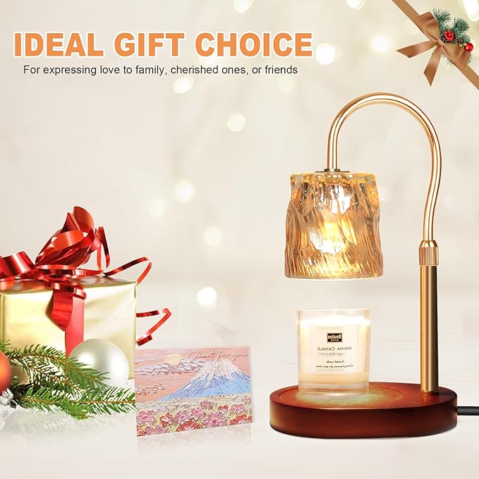Candle Warmer Lamp with Timer & Dimmer, Candle Warmer Height Adjustable, Fits All Jar Scented Candles, Candle Lamp with 3 Bulbs for Home Decor