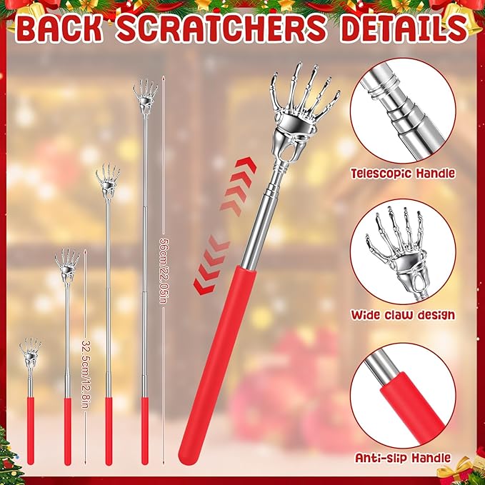 16 Pcs Head Massager and Back Scratcher with Christmas Gift Box, Scalp Massager Extendable Back Scratcher Tool for Body Relax Stress Relief Stocking Stuffers for Men Women(Ghost Claw)