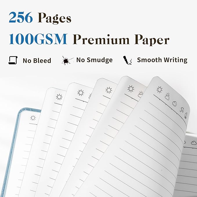 CAGIE Textured Hardcover Lined Journal for Women and Men, A5 Leather Journal Notebook with 256 Pages, 100GSM Paper – College Ruled Journaling Notebook for Writing, Work, School, Daily Diary